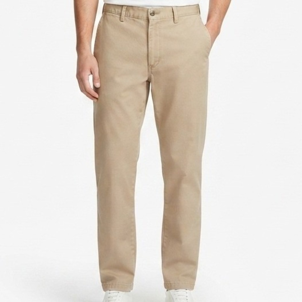 L.L. Bean Flannel Lined Chinos Mens 33x30 Khaki Double L Natural Fit Plaid Pants